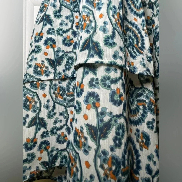 J Crew Woman’s Mini Skirt Size Large Paisley Green Orange Print Flouncy Elastic - Picture 4 of 6